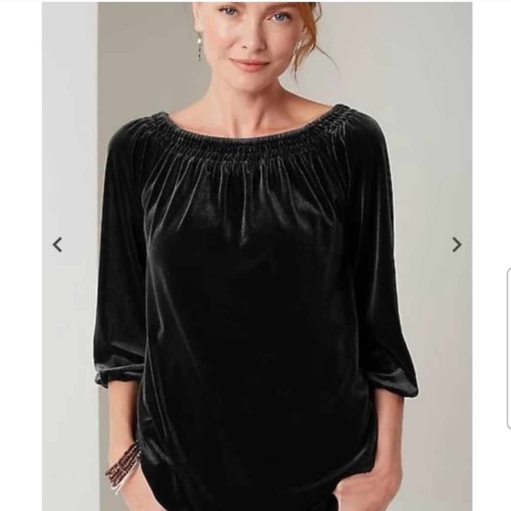 J Jill off the shoulder velvet top Black